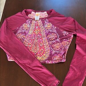 Billabong Women's Long Sleeve Tee - Burgundy and Pink